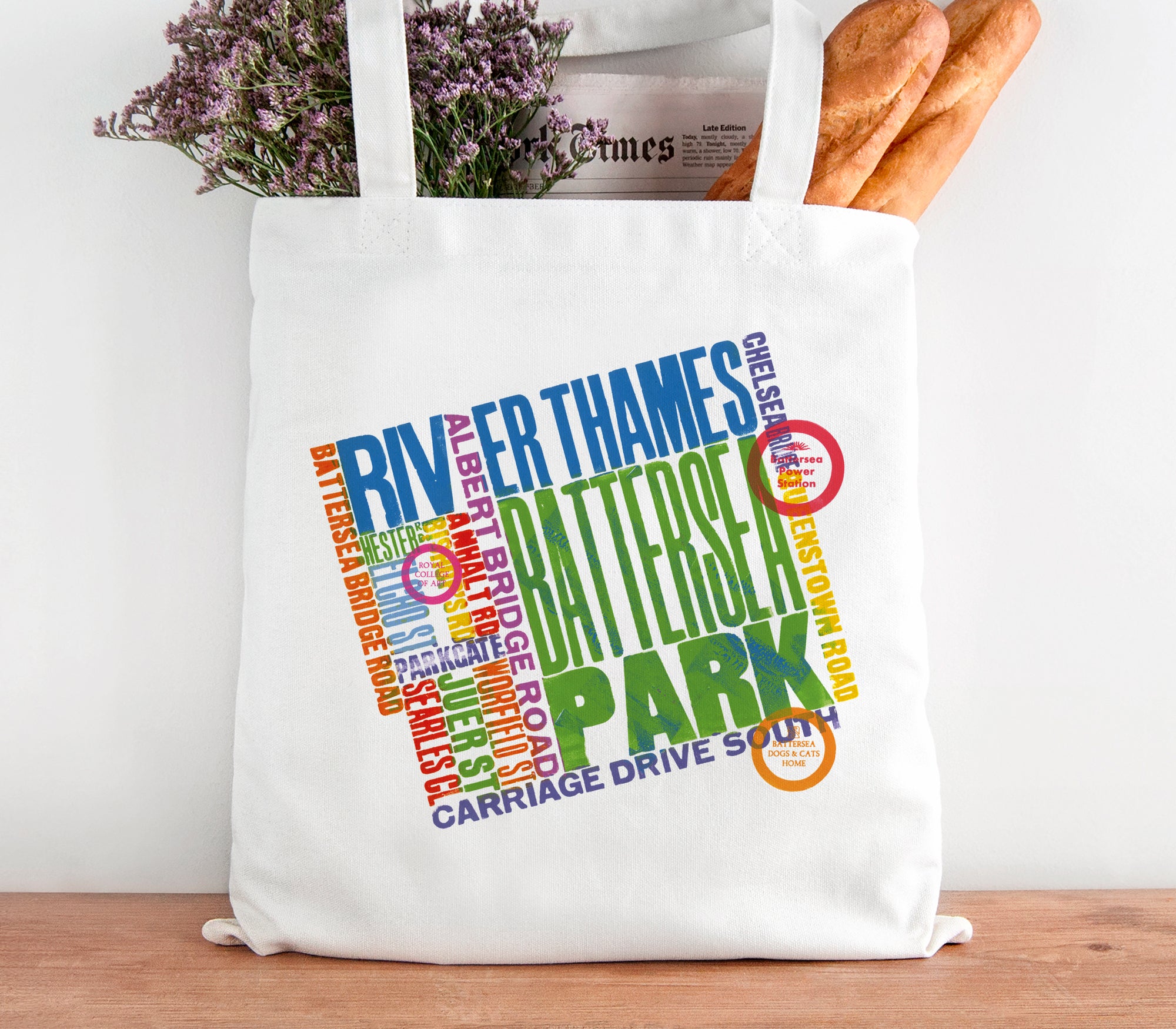 Alan Kitching 'London' Series 'Battersea' Cotton Tote Bag