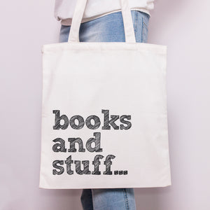 Books and Stuff Cotton Tote Bag