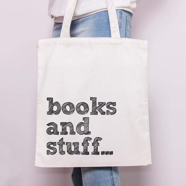 Books and Stuff Cotton Tote Bag