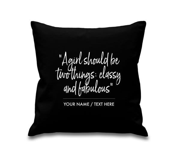 Personalised Designer Inspired 'Classy / Fabulous Quote Cotton Cushion Cover