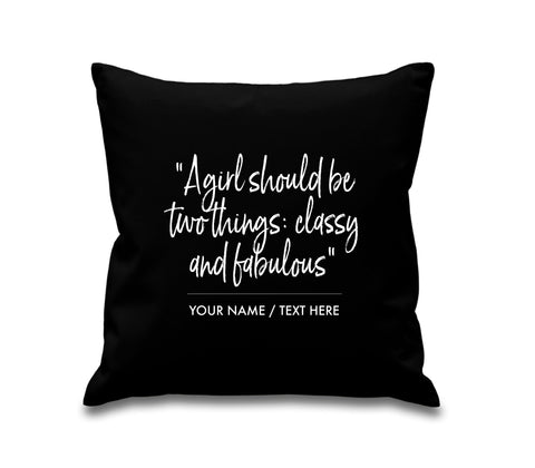 Personalised Designer Inspired 'Classy / Fabulous Quote Cotton Cushion Cover