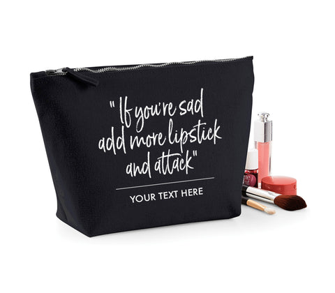 Personalised Designer Inspired 'Lipstick' Quote Cotton Make up Pouch  / Accessory Bag with Gusset