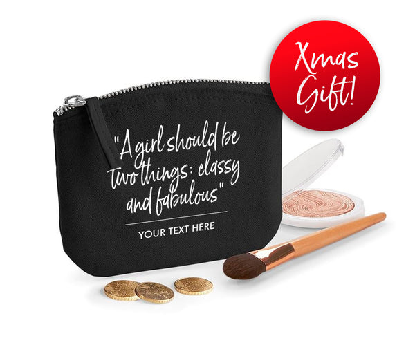 Personalised Designer Inspired 'Classy' Quote Organic Cotton Spring Purse / Pouch