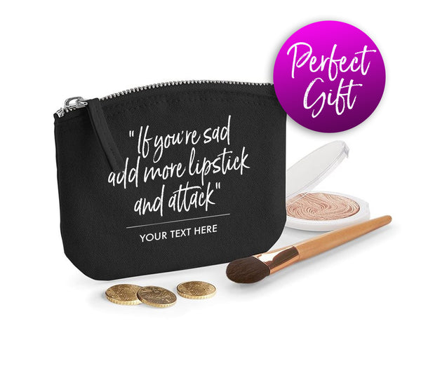 Personalised Designer Inspired 'Lipstick' Quote Organic Cotton Spring Purse / Pouch