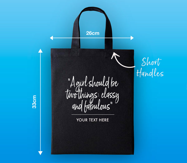 Personalised Designer Inspired 'Classy' Quote Cotton Mini-Tote Bag