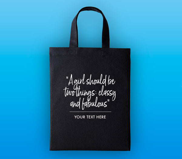 Personalised Designer Inspired 'Classy' Quote Cotton Mini-Tote Bag