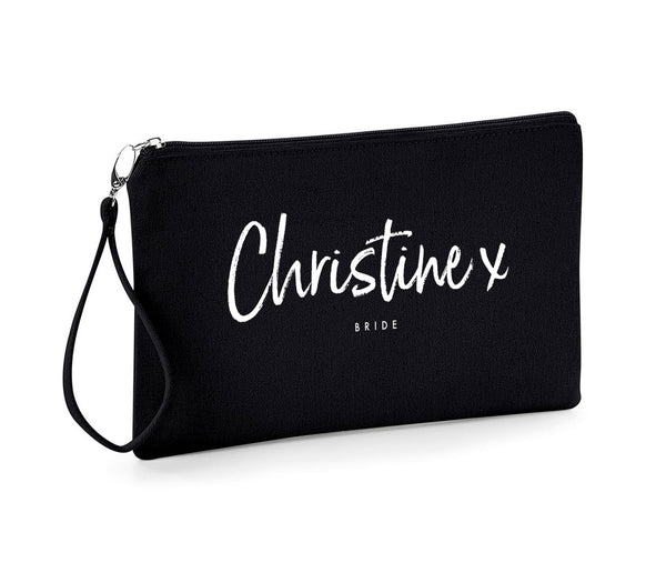 Personalised Wedding Wristlet Cotton Make-up Pouch